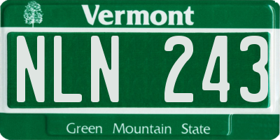 VT license plate NLN243