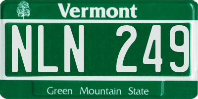 VT license plate NLN249