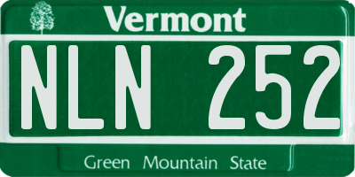 VT license plate NLN252