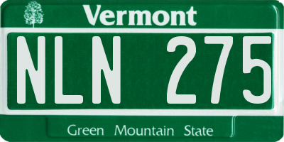VT license plate NLN275