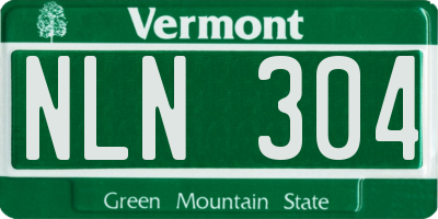 VT license plate NLN304