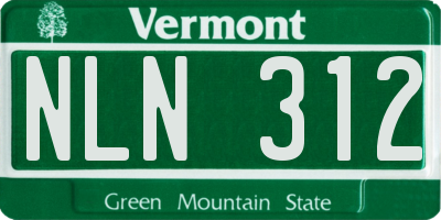 VT license plate NLN312