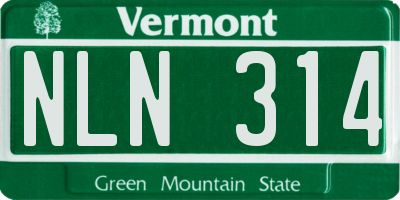 VT license plate NLN314