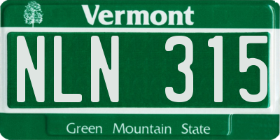 VT license plate NLN315