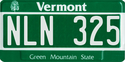 VT license plate NLN325