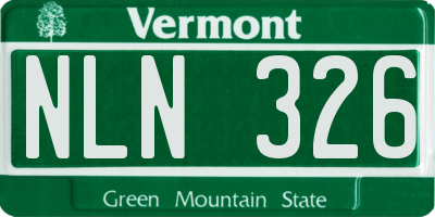 VT license plate NLN326