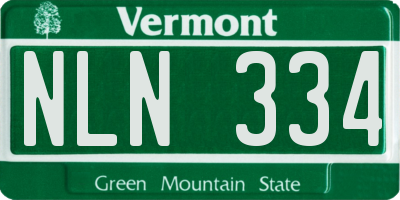 VT license plate NLN334