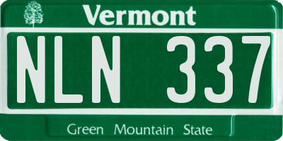 VT license plate NLN337