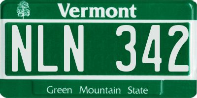VT license plate NLN342