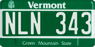 VT license plate NLN343