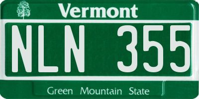 VT license plate NLN355