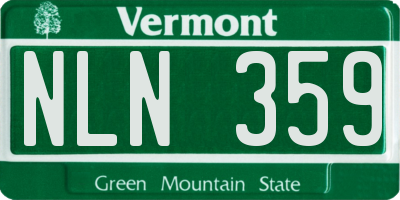 VT license plate NLN359