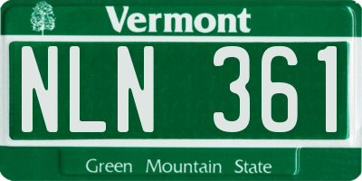 VT license plate NLN361