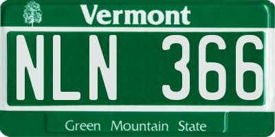 VT license plate NLN366
