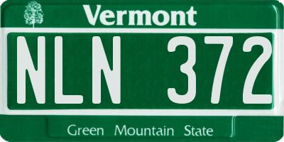 VT license plate NLN372