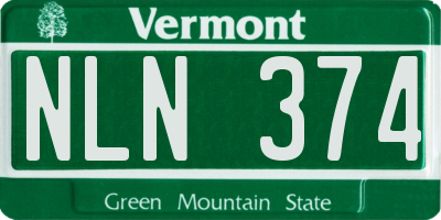 VT license plate NLN374