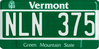 VT license plate NLN375