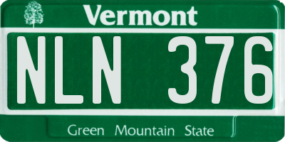 VT license plate NLN376