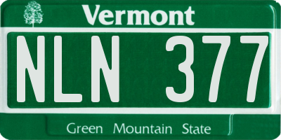 VT license plate NLN377