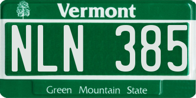 VT license plate NLN385