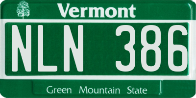 VT license plate NLN386