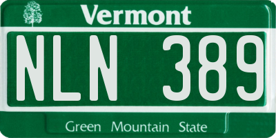 VT license plate NLN389
