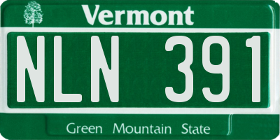 VT license plate NLN391
