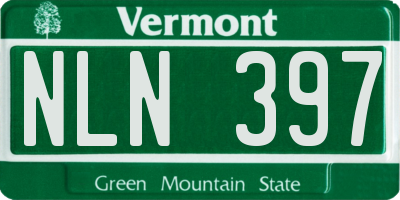 VT license plate NLN397