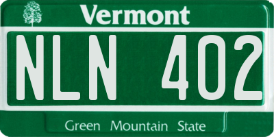 VT license plate NLN402