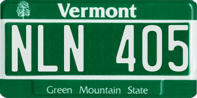 VT license plate NLN405