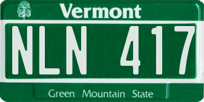 VT license plate NLN417