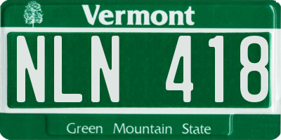 VT license plate NLN418