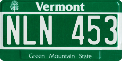 VT license plate NLN453