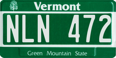 VT license plate NLN472