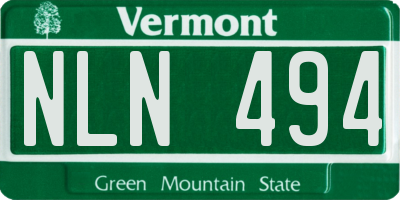 VT license plate NLN494