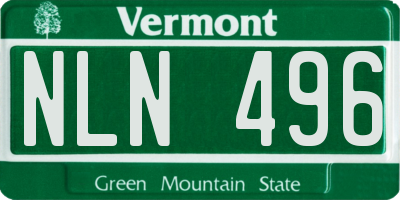VT license plate NLN496