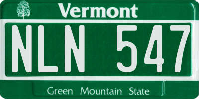 VT license plate NLN547
