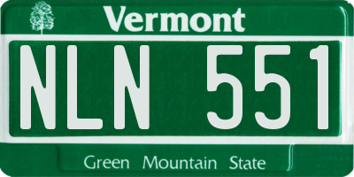 VT license plate NLN551