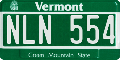 VT license plate NLN554