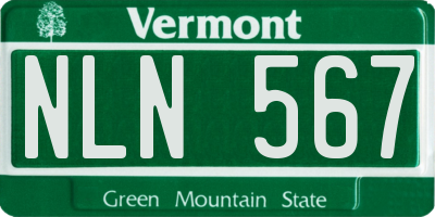 VT license plate NLN567