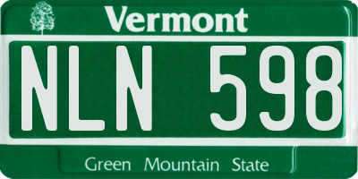 VT license plate NLN598