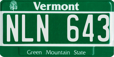 VT license plate NLN643