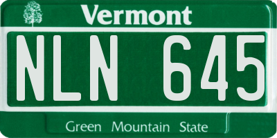 VT license plate NLN645