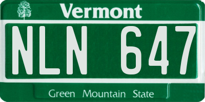 VT license plate NLN647