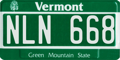 VT license plate NLN668