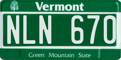 VT license plate NLN670