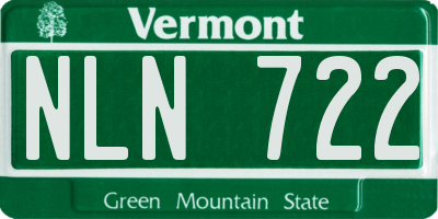 VT license plate NLN722