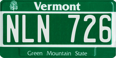 VT license plate NLN726