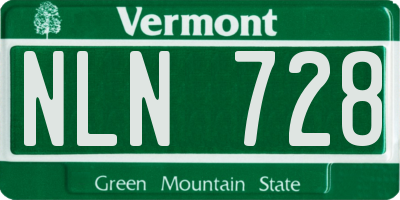 VT license plate NLN728