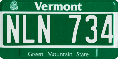 VT license plate NLN734